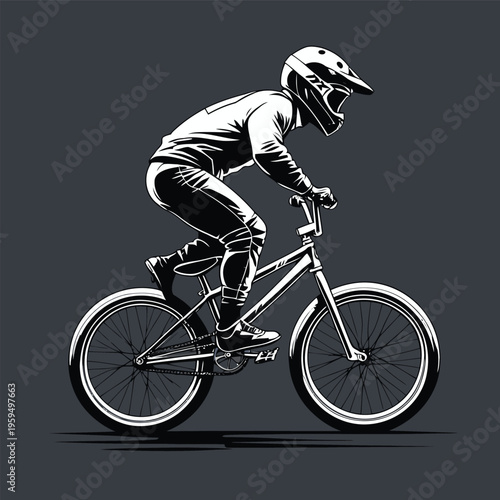 vector image of a BMX bike in action