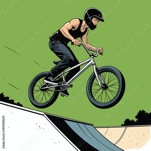 vector image of a BMX bike in action