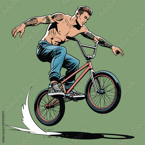vector image of a BMX bike in action