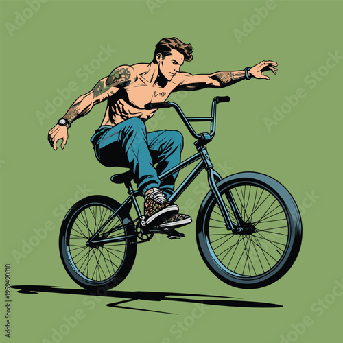 vector image of a BMX bike in action