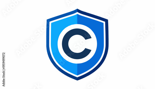 Shield icon with letter C, concept for copyright protection, data security, or C programming language.