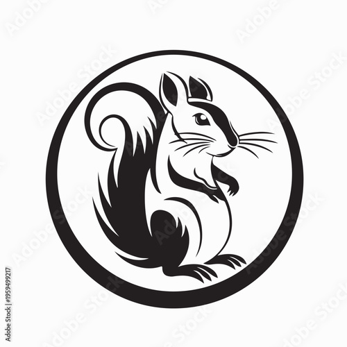 Cute Squirrel Logo Design In Circle Vector Illustration For Brand Mascot