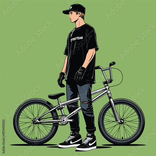 vector image of a BMX bike in action