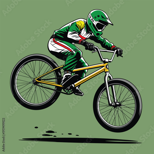 vector image of a BMX bike in action