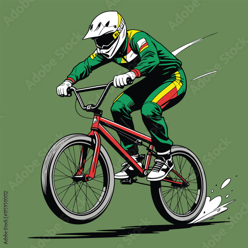 vector image of a BMX bike in action