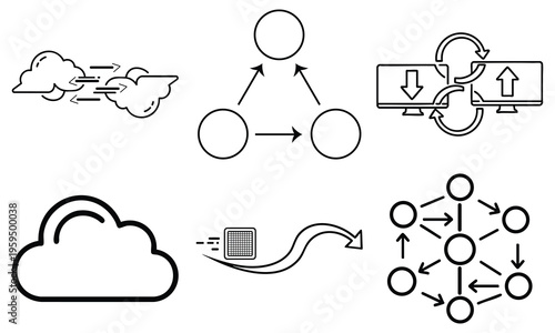 Cloud computing network and data transfer illustration