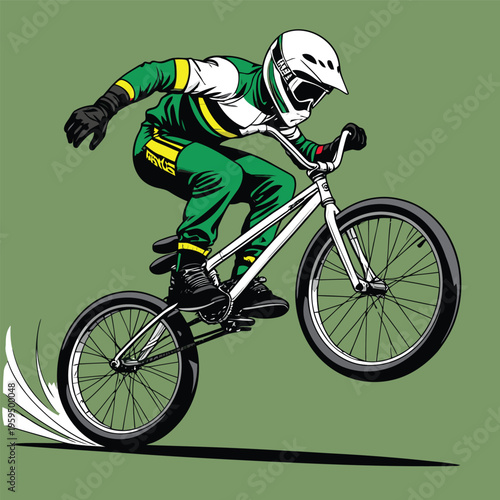 vector image of a BMX bike in action