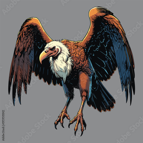 vector image of a carrion-eating vulture