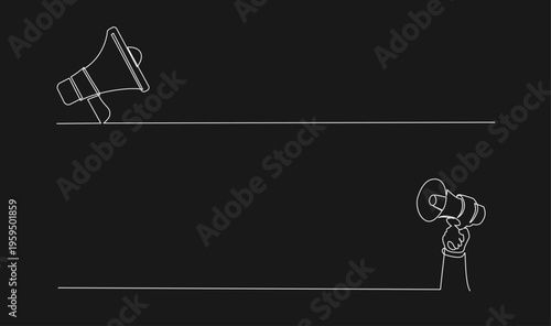 Continuous Line Drawing of Megaphones for Communication and Announcement