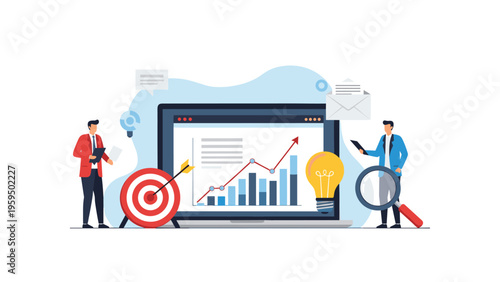 Website performance and speed optimization concept showing speedometer metrics on desktop, laptop, and mobile device screens.