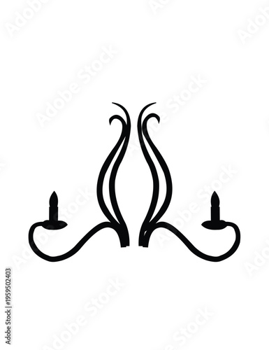 Elegant black silhouette of a twoarm wall sconce with curved lines