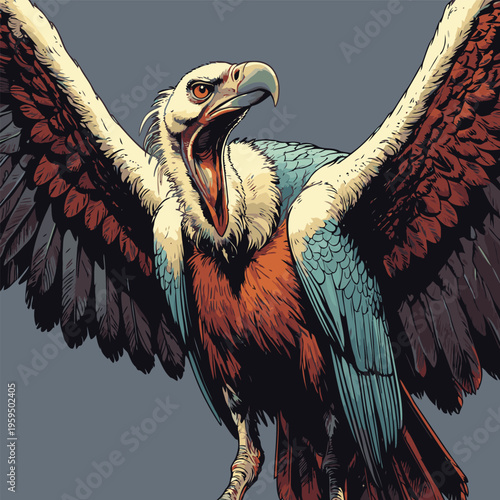 vector image of a carrion-eating vulture