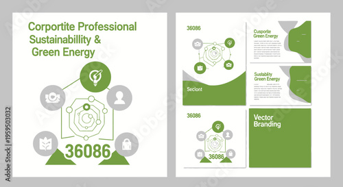 Sustainable business infographic, green energy template, eco-friendly corporate design, vector eco graphics