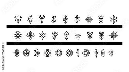 Canvas Print Collection of 25 unique symbolic sigils and glyphs for various uses