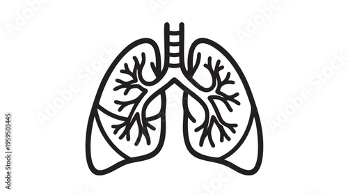 A clean, minimalist line illustration of human lungs, representing respiratory health, breathing, and medical concepts.