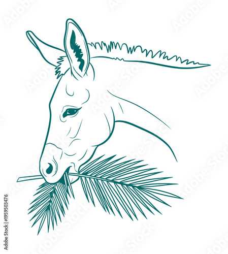 Palm Sunday donkey vector illustration religious symbolism holy week christian faith spring celebration minimalist design line art iconography design asset scalable vector art