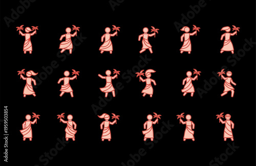 Palm Sunday vector figures icon sheet branches religious illustration holy week christian tradition simple design festive scene worship celebration springtime design asset EPS AI