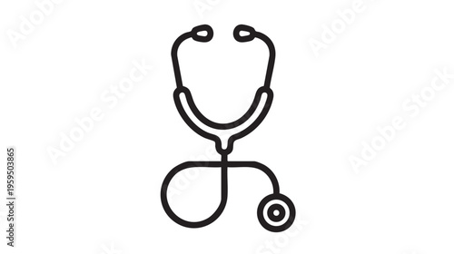 A minimalist line art illustration represents a medical stethoscope, a common tool for listening to internal sounds.