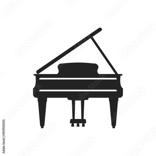 Silhouette of a grand piano isolated on white