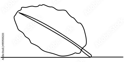 Continuous one line drawing of banana leaf. One line drawing illustration of banana leaf. Tropical leaf concept line art, outline illustration. 