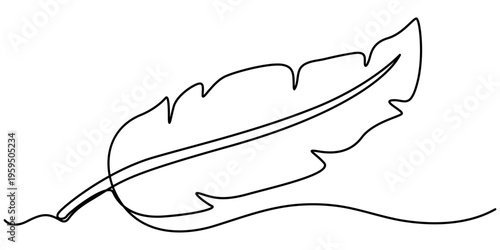 Continuous one line drawing of banana leaf. One line drawing illustration of banana leaf. Tropical leaf concept line art, outline illustration. 