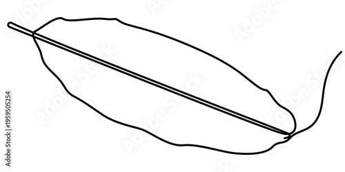 Continuous one line drawing of banana leaf. One line drawing illustration of banana leaf. Tropical leaf concept line art, outline illustration. 