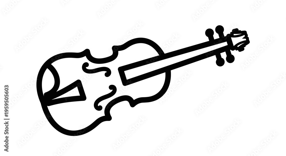 Fototapeta premium Black and white violin instrument drawing.