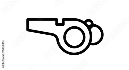 Black line art referee whistle icon 1.