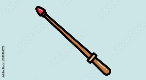 Cartoon style magic wand with handle.