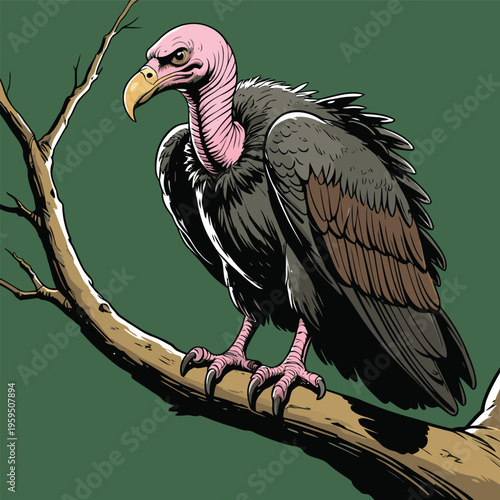 vector image of a carrion-eating vulture