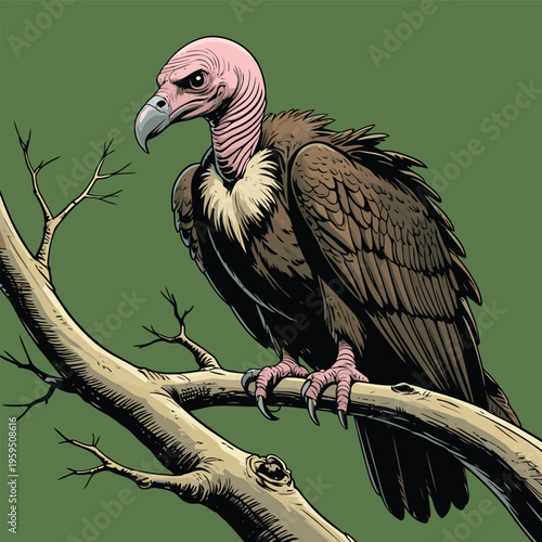 vector image of a carrion-eating vulture