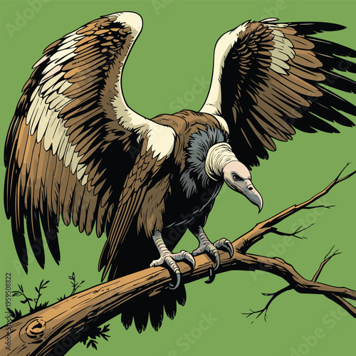 vector image of a carrion-eating vulture