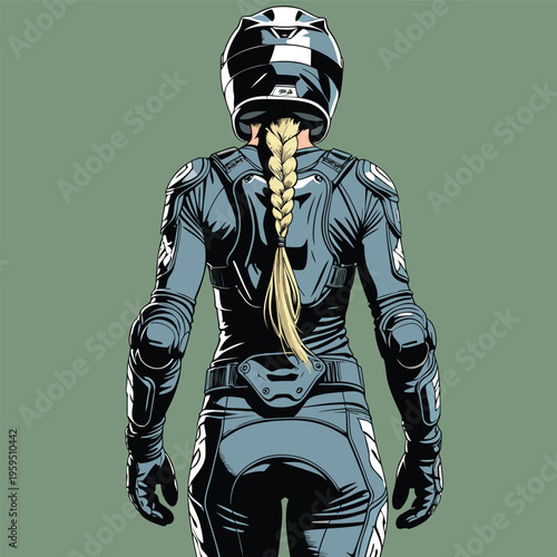 vector image of a female motocross racer