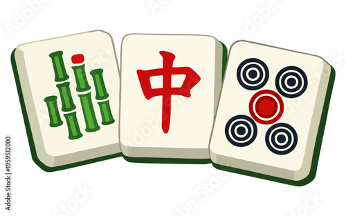 A set of tiles and accessories for the traditional Chinese game, Mahjong.