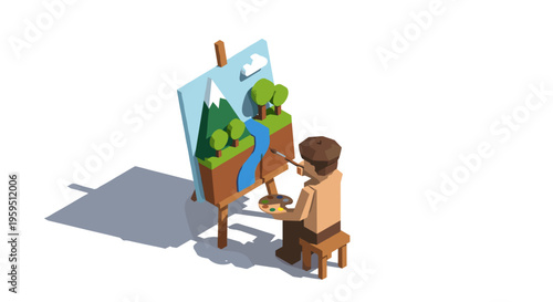 Man painting on an easel.