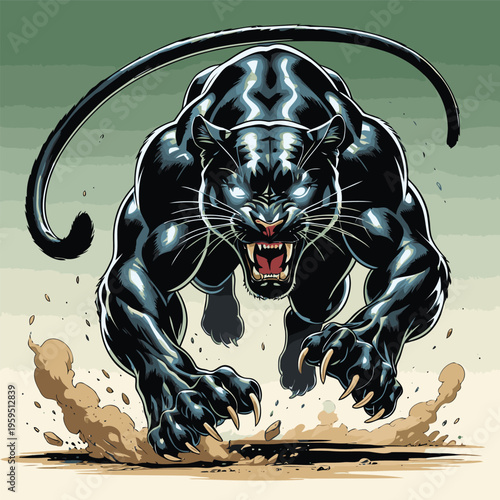 vector image of a fierce panther