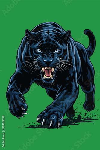 vector image of a fierce panther