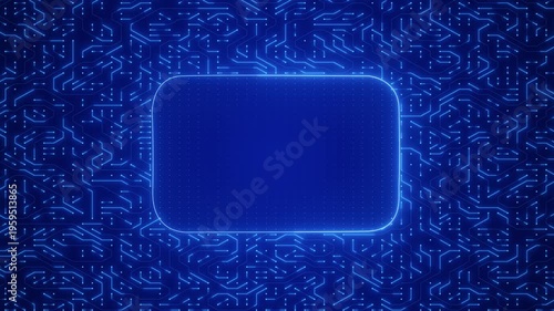 Blue Futuristic Circuit Board Frame Background with Copy Space – Digital Technology Interface Seamless Loop