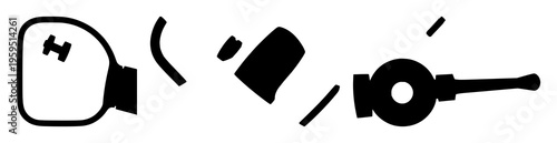 Jeweler loupe set with solid black silhouette and precise edges on white background featuring loupe, jewelry tool, gemstone inspection with negative space and white backdrop