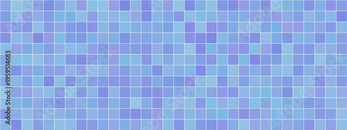 Blue pool grid for checkered tile background and bathroom geometric mosaic. Swimming floor square for water banner ceramic and clean interior bath. Blue pattern seamless for checkered toilet wall.
