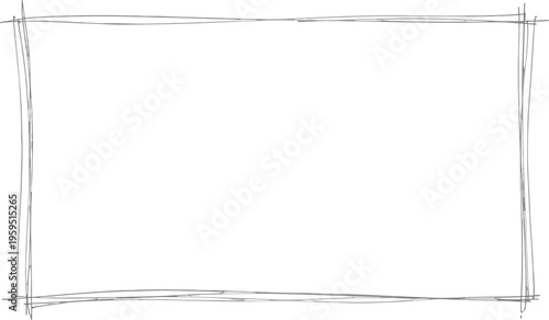 Hand-drawn rectangular frame border with rough lines, a minimalist artistic sketch on a clean white background.