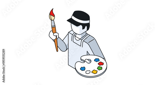 Painter holding paint brush and palette.