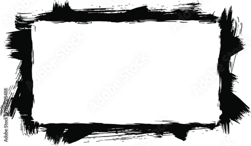 An artistic black grunge frame with hand-painted brush strokes forming a distressed rectangular border on white.