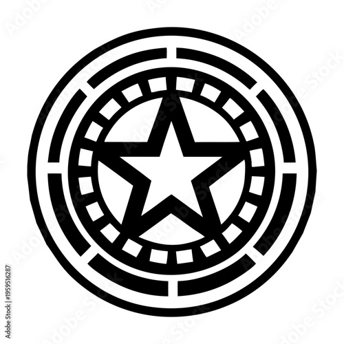 A glyph style icon of star coin symbol