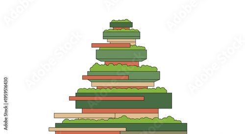 Stack of colorful layered blocks.