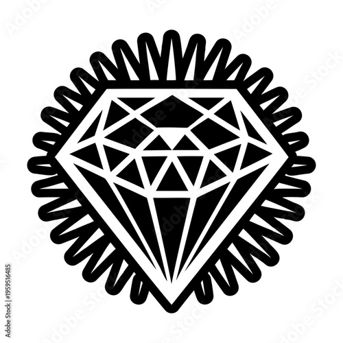 Mystic diamond icon in glyph style
