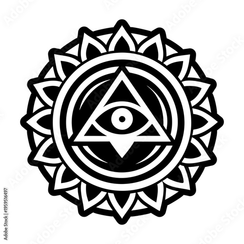 A glyph icon of illuminati sign