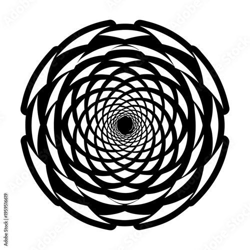Spiral mandala icon in filled style