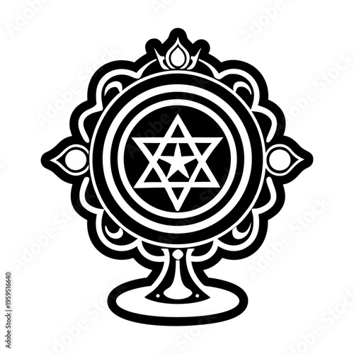 A glyph style icon of a magical mirror