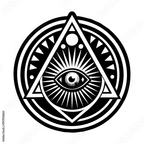Mystical eye icon in solid style